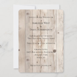 Invitación Boda de madera blanca crema