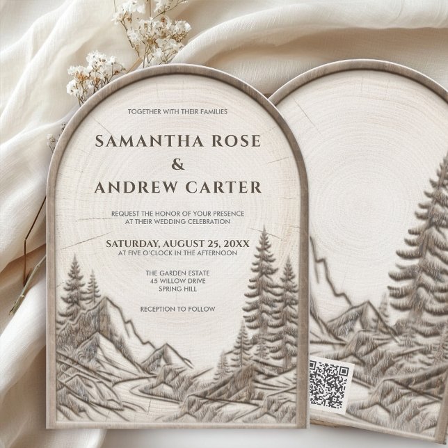 Invitación Boda de madera con corte láser QR (Subido por el creador)