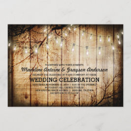 Invitación Boda De Madera De Barn Vintage De Árbol