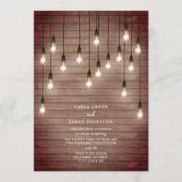 Invitación Boda de madera de bombillas de época