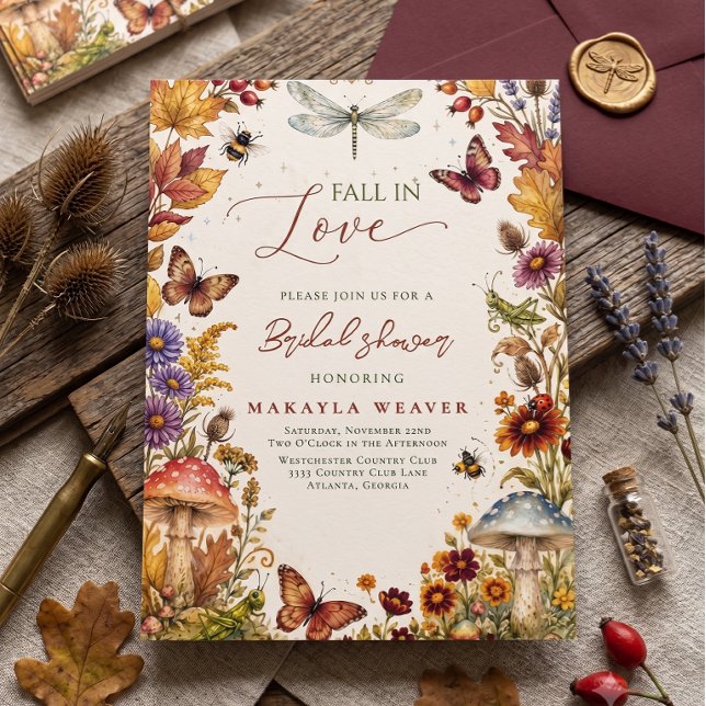 Invitación Boda de Madera de Champiñones Otoñales (Subido por el creador)