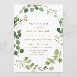 Invitación Boda de madera de color de agua rústica Eucalyptus