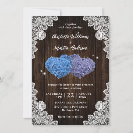 Invitación Boda de Madera de Encaje Floral Rústico Púrpura y 