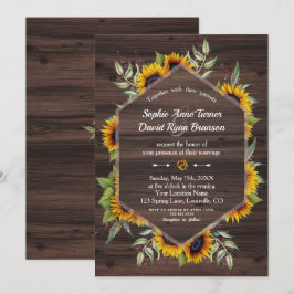Invitación Boda De Madera De Flores De Agua Rústica