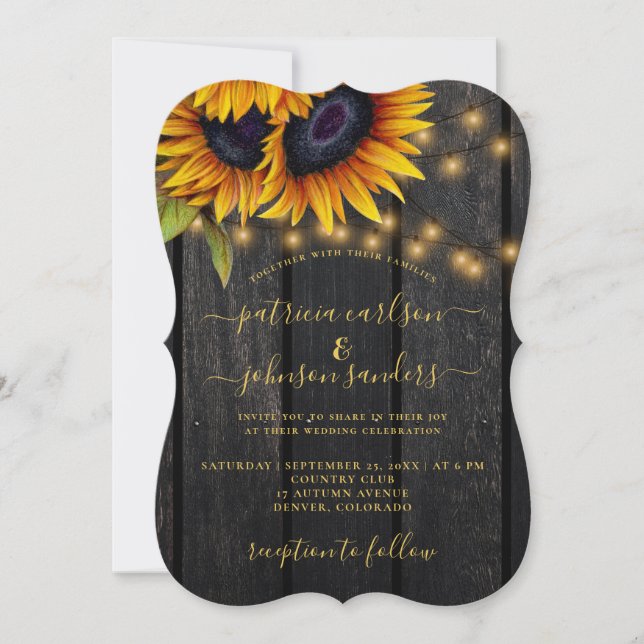 Invitación Boda de madera de granero elegante y rústico de gi (Anverso)