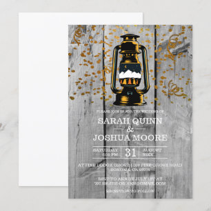 Invitación Boda de Madera de Granero Rústico Deteriorada