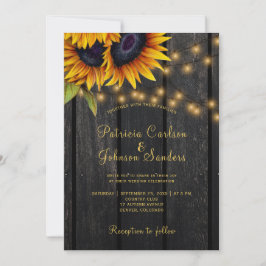 Invitación Boda de madera de grano de girasol rústico