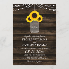 Invitación Boda de madera de los girasoles de albañil del