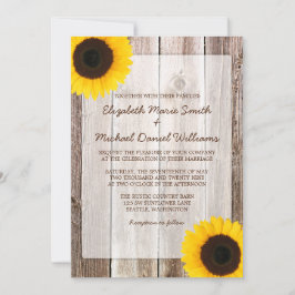 Invitación Boda de madera de pajar rústica de girasol