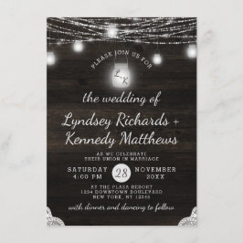 Invitación Boda de madera de pajar rústica de roble Ridge y m