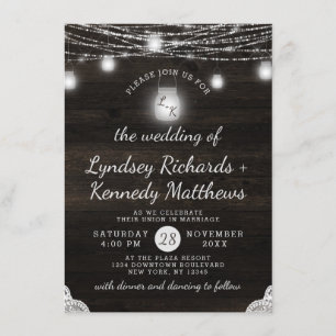 Invitación Boda de madera de pajar rústica de roble Ridge y m