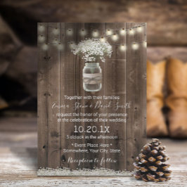 Invitación Boda de madera de pajarita rústica con flores de a