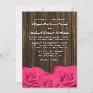 Invitación Boda de madera de pino rosa