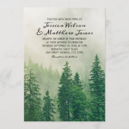 Invitación Boda de madera de pino verde de los bosques rústic
