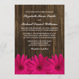 Invitación Boda de madera del granero rosado de las