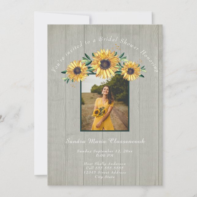 Invitación Boda de Madera Gris de Giro Rústico Ducha de Novia (Anverso)