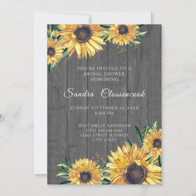Invitación Boda de Madera Gris de Giro Rústico Ducha de Novia (Anverso)