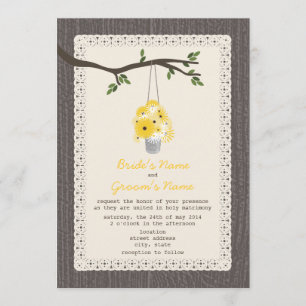 Invitación Boda De Madera Inspirada / Tin Can De Flores Silve