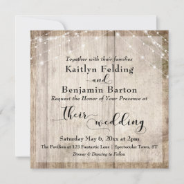 Invitación Boda de Madera Marrón Rústica y Luz Blanca 2