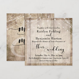 Invitación Boda de Madera Marrón Rústica y Luz Blanca 2