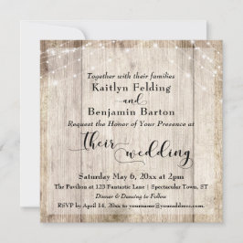 Invitación Boda de Madera Marrón Rústica y Luz Blanca 3