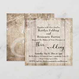 Invitación Boda de Madera Marrón Rústica y Luz Blanca 3