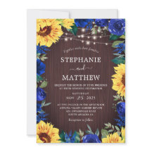Boda De Madera Rustic Sunflower Blue Lights