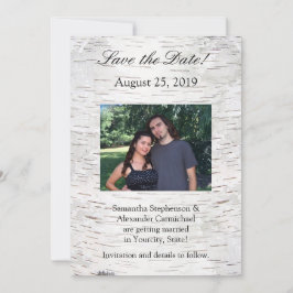 Invitación Boda de madera rústica de corteza de abedul de pap