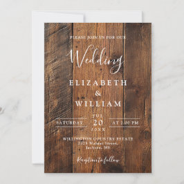 Invitación Boda de Madera Rústica de Granero Moderna