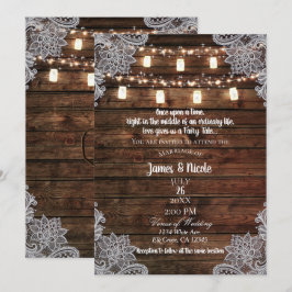 Invitación Boda de Madera Rústica de Granero y Frascos de Mas