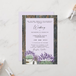 Invitación Boda de Madera Rústica de Lavanda Pale