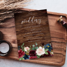 Boda de Madera Rústica de Vino Rojo de Borgoña