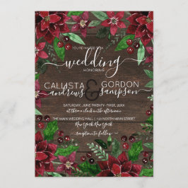 Invitación Boda De Madera Rústica Floral Holly Ivy Watercolor