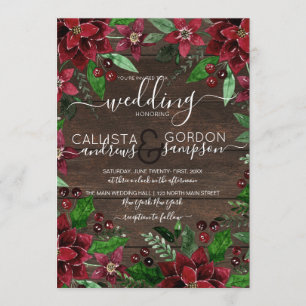 Invitación Boda De Madera Rústica Floral Holly Ivy Watercolor