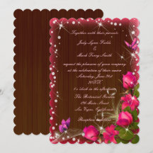 Boda de Madera Rústica Floral Mariposa Rosa