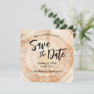 Invitación Boda de Madera Rústica Guarde la fecha con sitio w