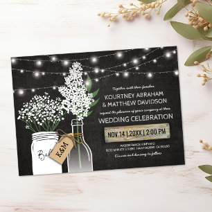 Invitación Boda de madera rústica pizarra campestre