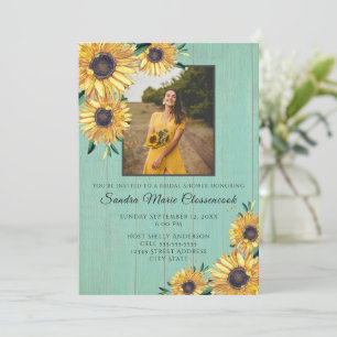 Invitación Boda de Madera Rústica Sunflower Sage Bridal Showe
