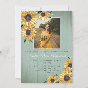 Invitación Boda de Madera Rústica Sunflower Sage Bridal Showe