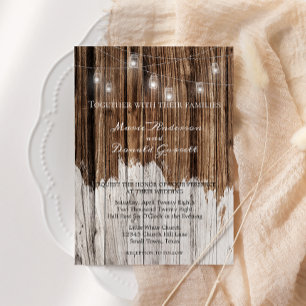 Invitación Boda de Madera Rústica y Faroles