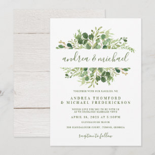 Invitación Boda de Madera Rústica y Verdor de Eucalipto