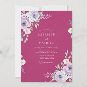 Invitación Boda de Magenta Lila Suave Eucalipto