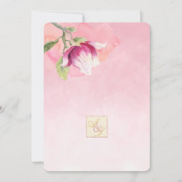 Invitación Boda de Magnolia azul rosa y turbia Rubor2