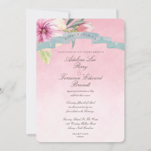 Invitación Boda de Magnolia azul rosa y turbia Rubor2
