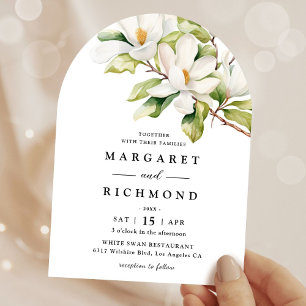 Invitación Boda de Magnolia Blanca con Arco Floral Elegante