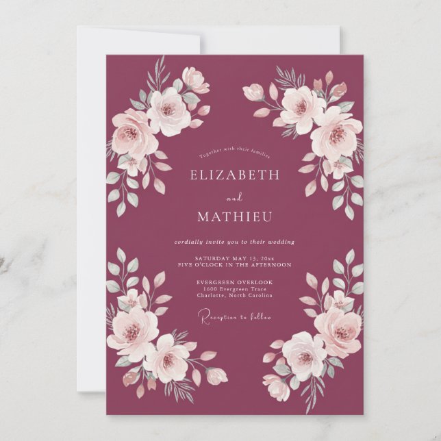 Invitación Boda de Magnolia Ciruela (Anverso)