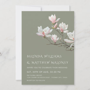 Invitación Boda de Magnolia de Bellas Artes en Verde Salvia