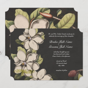 Invitación Boda de Magnolia de Cobre Negro con Floral Elegant