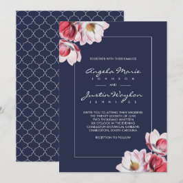 Invitación Boda de Magnolia del Sur de Midnight Blue