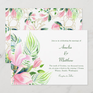 Invitación Boda de Magnolia Floral Tropical Vibrante Romántic